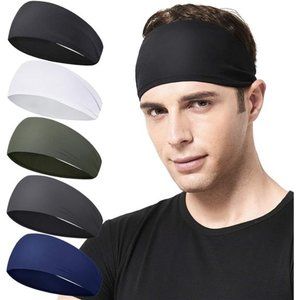 Mens Running Headband,5Pack,Mens Sweatband Sports Headband for Running,Cycling